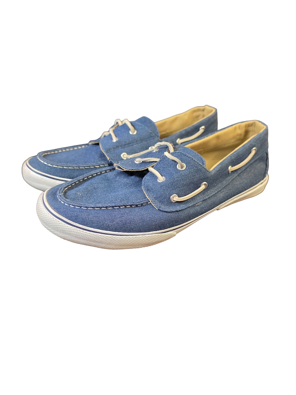 Men's Canvas Boat Shoes Blue Slip On Deck Casual Loafers Size 15W Wide